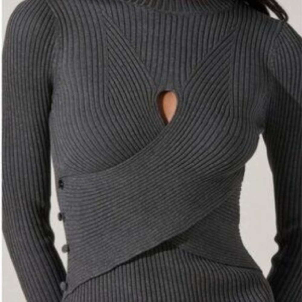 Astr Charcoal Long Sleeve Ribbed Knit Dress Size XL Like NWOT - Picture 10 of 10